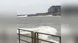 Huge waves brought by nor'easter crash on the coast of New Jersey