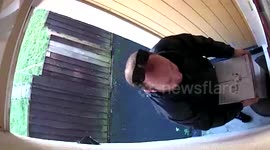 Britain's worst delivery driver caught on CCTV ripping off letter box