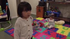 Toddler sees Donald Trump on TV as says 'Trump is scary'