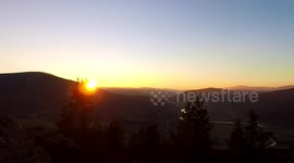 Clear skies show beautiful sunset in Scottish highlands near Braemar