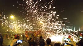 Artists perform Fire Dragon Dance to celebrate Chinese New Year