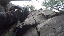 Rock Climbing Fail With Back Breaking Fall