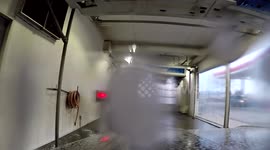 GoPro on outside of car films carwash