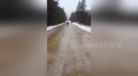 Skating on a frozen road