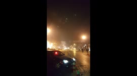 Fireworks in the middle of an avenue in Beijing