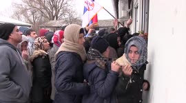 Fight for oranges in the refugee camp in Belgrad