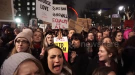 Anti Trump campaigners protest outside Downing Street