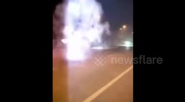 Fireworks fight on road in China