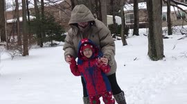Boy, 9, walks in the snow for the first time after major hip surgery