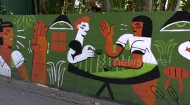 Artistic graffiti and wall murals in Chiang Mai, Thailand