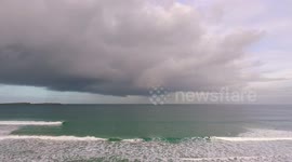 Ominous storm clouds off the coast of Northern Ireland