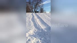 Newsflare Edit - Snow Tubing Fail - Slow Motion Crash