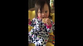 Baby with Down Syndrome enjoying Eggo Waffles