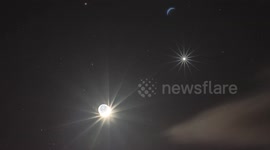 Venus, Mars and Crescent Moon setting 31st Jan 2017