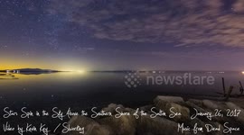 Stars Spin in the Sky Above the Southern Shore of the Salton Sea  - January 26, 2017