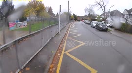 Car with no mirrors overtakes Cyclist