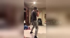 Newsflare Edit - Kid gets kicked in the face on Christmas while using VR Headset