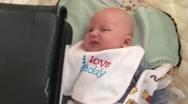 This baby doesn't really like Trump