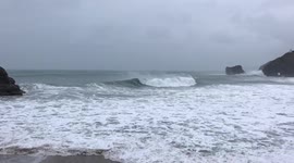 Storm Doris batters Portreath Cornwall