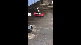 Storm Doris floods Glasgow street