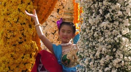 Colourful floral parade in Thailand