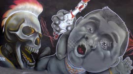 Graffiti on prison walls in Chiang Mai Thailand