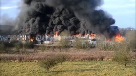 Dramatic footage of a huge fire at a plastic re-cycling centre