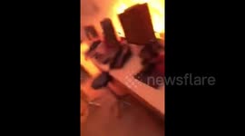 Scooter explodes when it is charging in an office in southern China