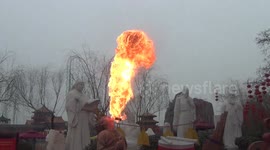 Cool fire breathing performance in China