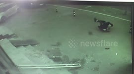 Alleged thief escapes being hit by glass door