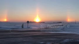 Sun takes the form of giant 'drop of fire' on the horizon
