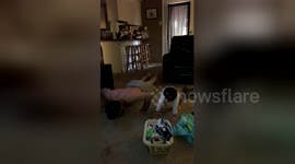 Newsflare Edit - Trying to teach my son how to do push ups lol https://t.co/Qexv5YCcj6