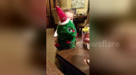 Girl, 2, 'serves' wine to her toys