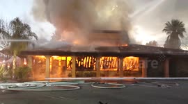 Flames Coffee Shop on fire