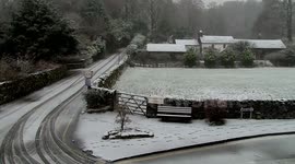 Snow falls in Grasmere