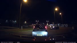 Nissan Leaf goes the wrong way around a roundabout