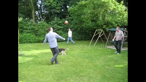 Man tries to control football, kicks it into his own face