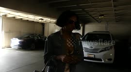 Destiny's Child singer Kelly Rowland is looking fashionable in Denim a couple of days before her birthday in Hollywood, Ca