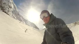 British snowboarder managed to film the moment he was brutally knocked out