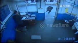 Man warns colleague seconds before a lorry crashes into his office