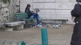 This man clearly loves his pigeons...