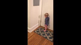 Toddler discovers shadow