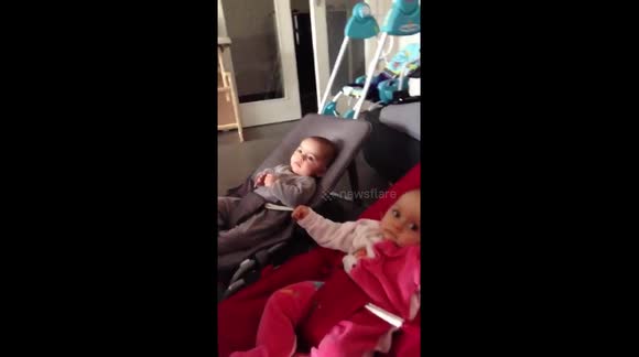 Crasy laughing of twin babies