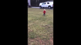 Almost 2 year old playing soccer
