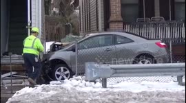 Car crashes into a building after driver lost control.