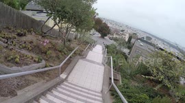 GoPro POV - Skiing San Francisco Mosaic Stairs
