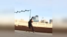 Skateboarder removes obscenely large splinter after face planting on wooden surface