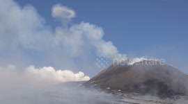 Gigantic smoke rings appear above Mount Etna