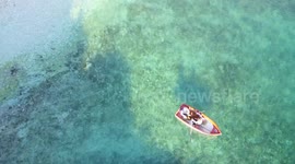 Rowing while fishing on island Vis. Croatia