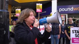 Margot Hill of UCU branch secretary demonstration against home growth terror gangs attacks a 17 year old asylum in Croydon
